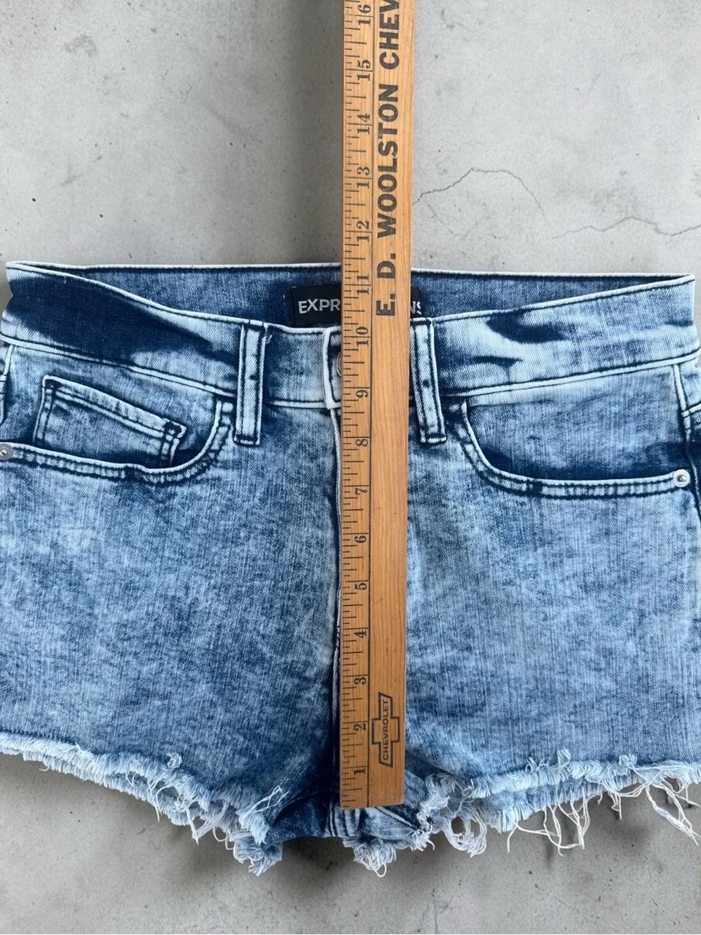 Express Blue Washed Denim Cutoff Shorts
